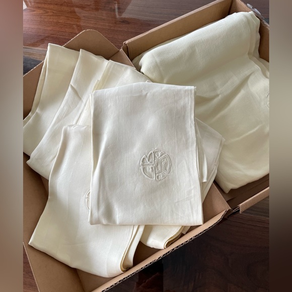 Dining Vintage Cream Large Table Cloth 6 Matching Napkins Poshmark